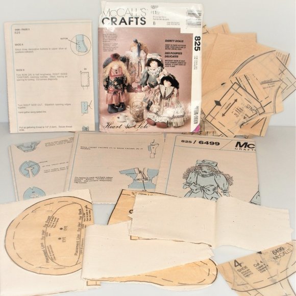 1993 McCall's Crafts DAINTY DOLLS McCall's Pattern #825 Sewing Pattern Heart - Picture 1 of 3